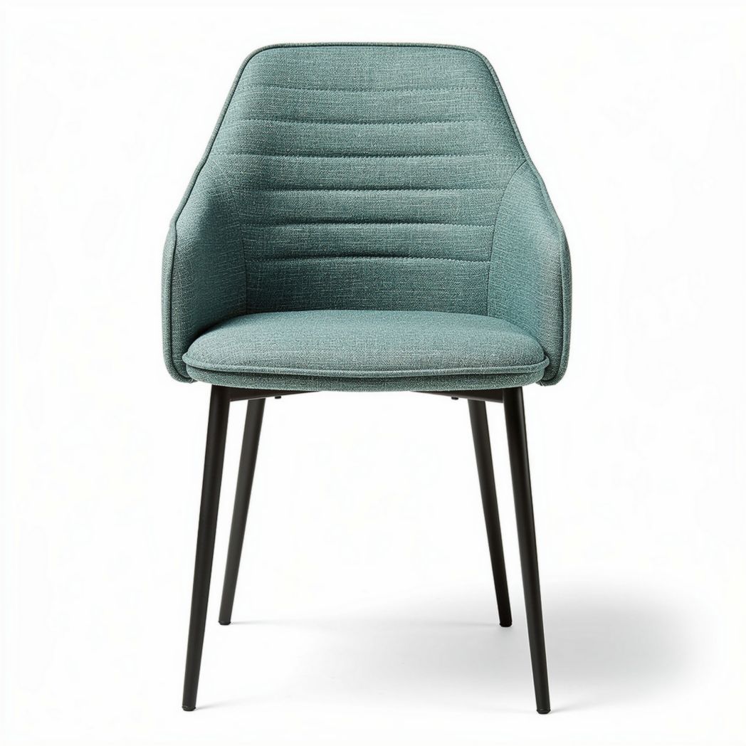 Chaise en tissu vert menthe avec pieds en métal noir dimensions 50 x 50 x 80cm