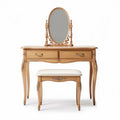 Coiffeuse avec miroir en bois massif couleur miel 120 x 50 x 75cm