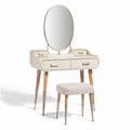 Coiffeuse moderne en bois avec miroir ovale et tabouret rembourré 75 x 40 x 150cm
