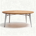 Table ronde en bois naturel avec pieds en métal gris 150 x 150 x 75cm