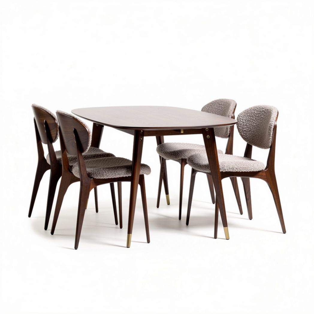 Table à manger en bois avec chaises rembourrées beige dimensions 120 x 80 x 75cm