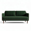 Canapé en tissu vert avec finition en bois taille 200 x 90 x 80cm