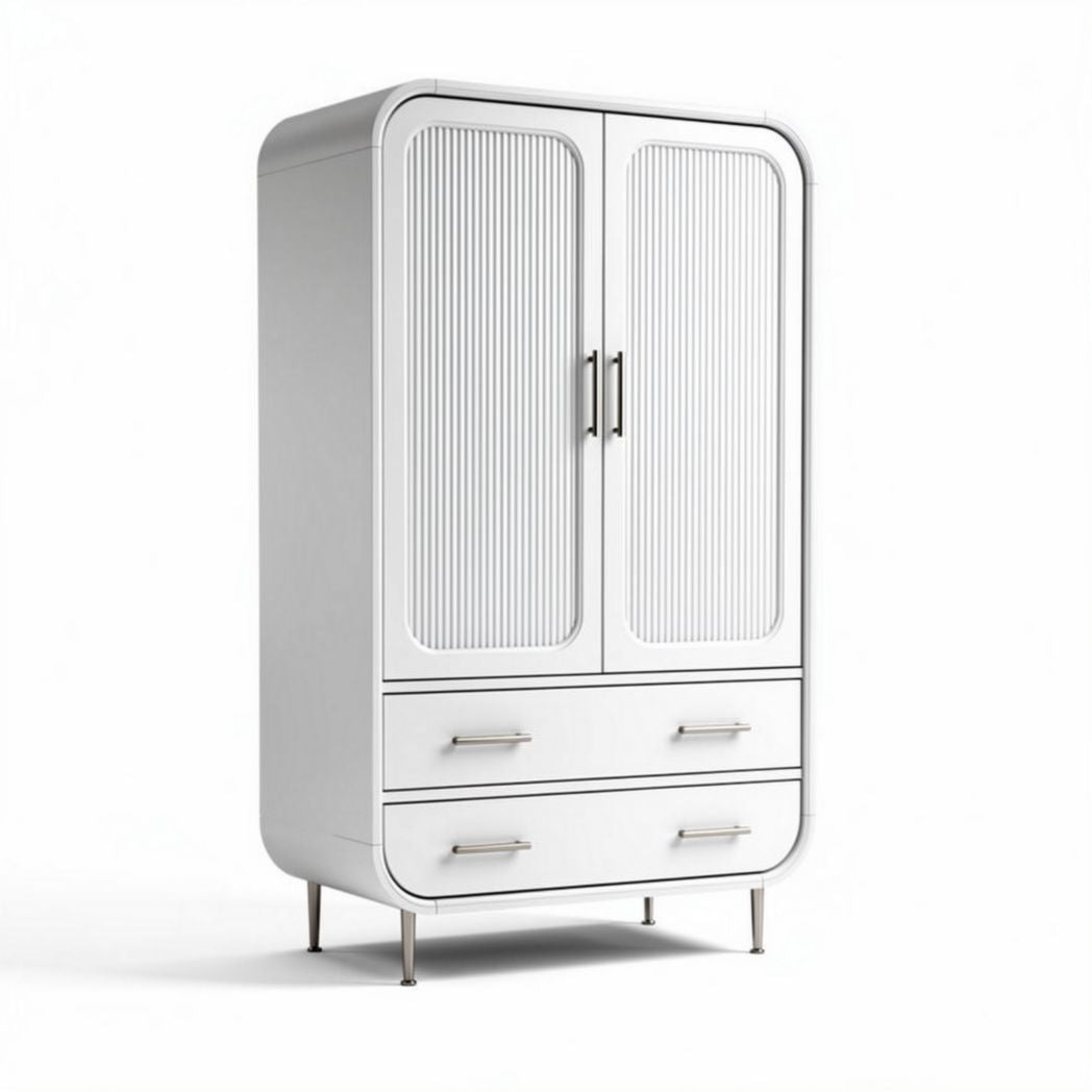 Armoire en bois blanc avec double porte et tiroirs 80 x 40 x 160cm