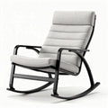 Fauteuil rocking en métal noir avec revêtement en tissu gris 80 x 65 x 90cm