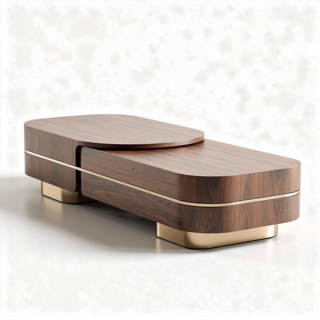 Table basse en bois foncé avec détails dorés dimensions 120 x 60 x 40cm