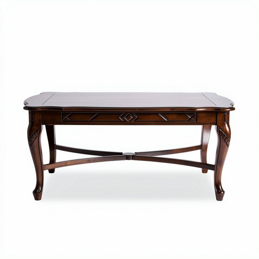 Table basse en bois massif couleur acajou dimensions 120 x 60 x 45 cm